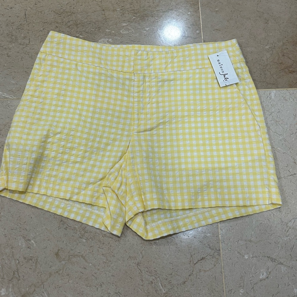 Yellow and white gingham shorts